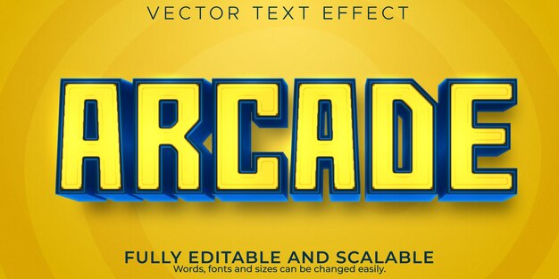 Gioco modificabile effetto testo arcade e stile di testo retrò