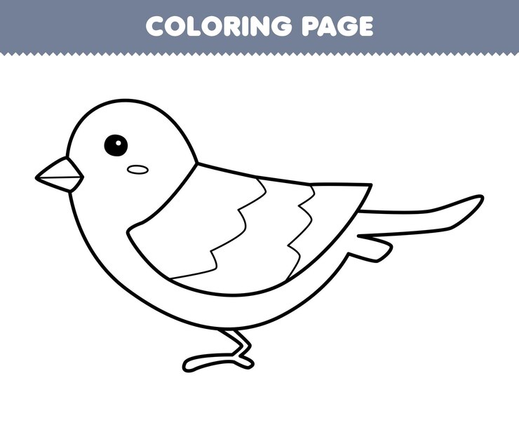 Vettore gioco per bambini pagina da colorare di uccello carino linea d'arte stampabile foglio di lavoro per animali domestici