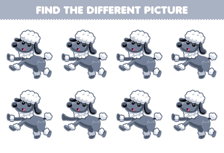 Vettore gioco per bambini trovare l'immagine diversa di cartoon carino cane stampabile foglio di lavoro per animali domestici
