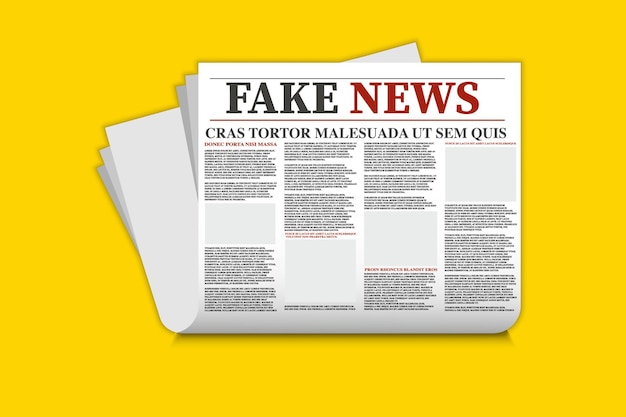 Giornale con notizie false. Modello di notizie false. Mock up di un quotidiano vuoto. Modello di giornale, fogli stampati con titolo.