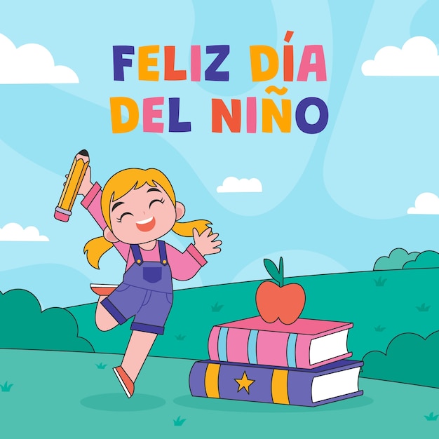 Giornata dei bambini disegnata a mano nell'illustrazione spagnola