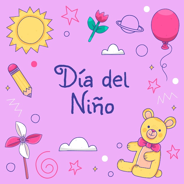 Giornata dei bambini disegnata a mano nell'illustrazione spagnola