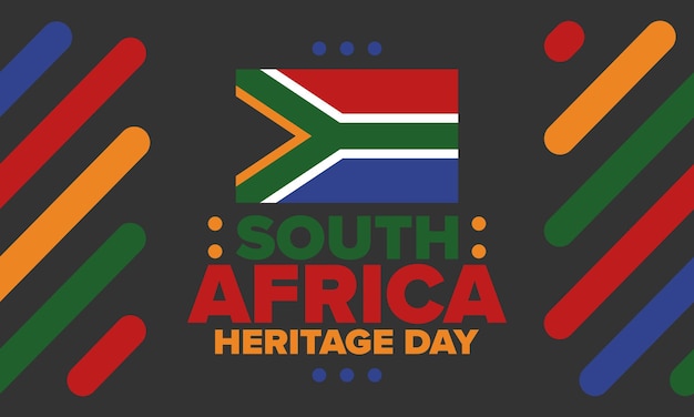 Giornata del patrimonio sudafricano Festa felice Celebrate la cultura e le tradizioni Bandiera sudafricana Arte