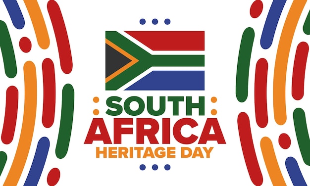 Giornata del patrimonio sudafricano Festa felice Celebrate la cultura e le tradizioni Bandiera sudafricana Arte