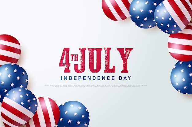 Giornata indipendente dell'America del 4 luglio con un pallone americano agli angoli destro e sinistro.