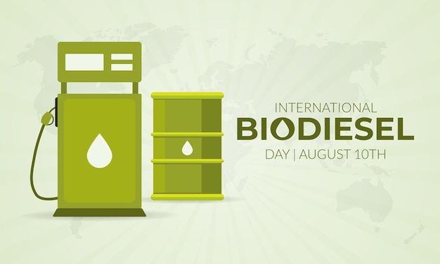 Giornata internazionale del biodiesel 10 agosto con illustrazione della pompa del carburante su sfondo isolato