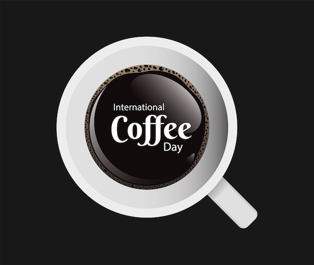 Giornata internazionale del caffè con disegno di illustrazione vettoriale vista aria tazza di caffè
