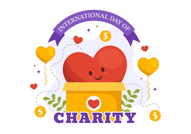 Giornata internazionale della carità Illustrazione vettoriale il 5 settembre con Donation Package Love Concept