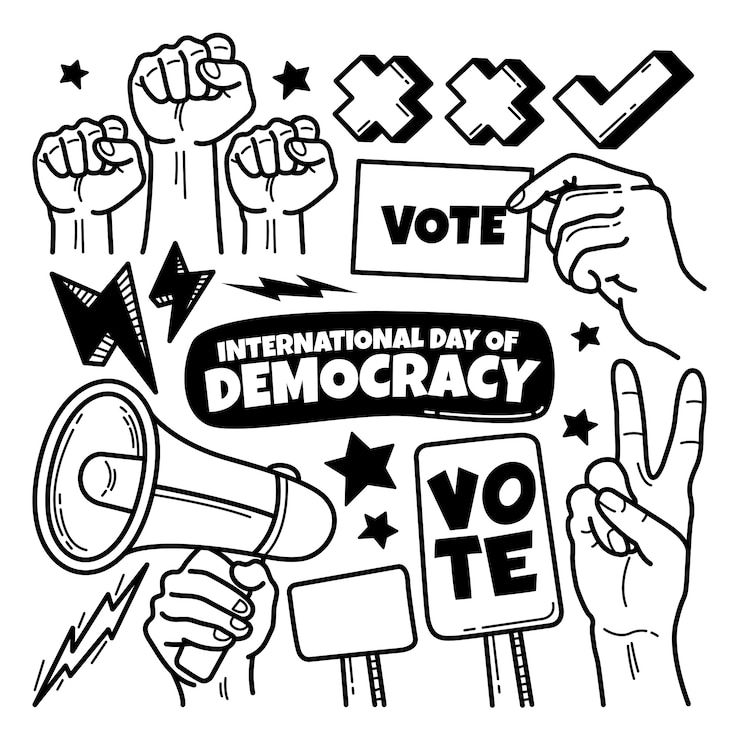 Vettore giornata internazionale della democrazia disegnata a mano