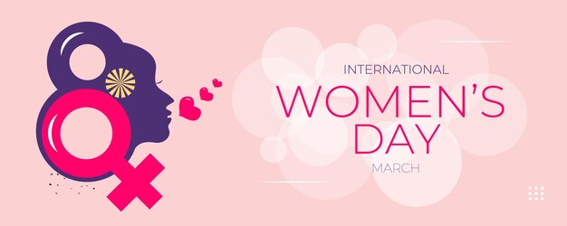 Giornata internazionale della donna 8 marzo cartellino di auguri vettoriale banner sfondo rosa