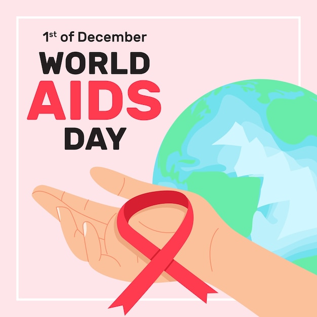 Giornata mondiale contro l'AIDS con globo e nastro