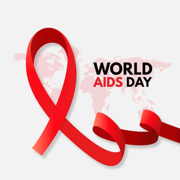 Giornata mondiale contro l'AIDS con mappa e nastro rosso