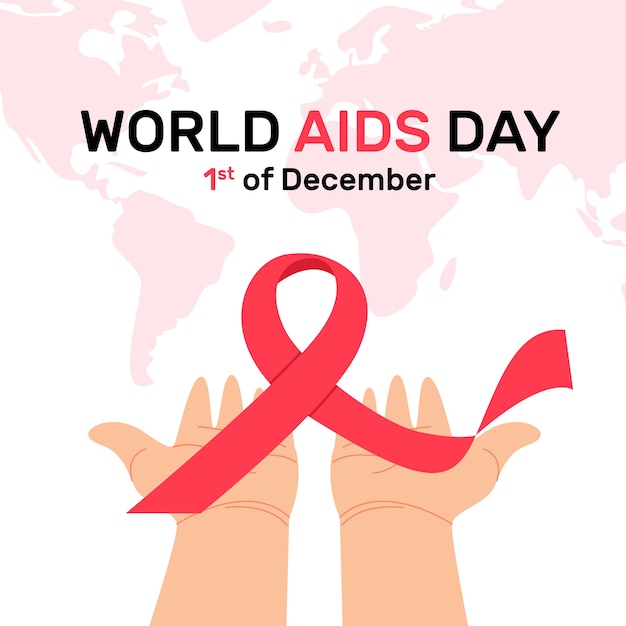 Giornata mondiale contro l'AIDS con mappa e nastro