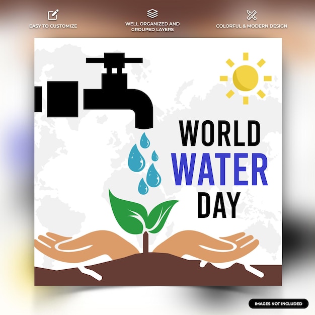 Giornata mondiale dell'acqua Social Media Instagram Posts Template