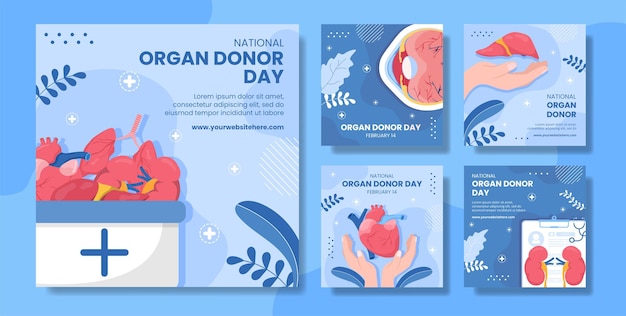 Giornata mondiale della donazione di organi Social Media Post Flat Cartoon Hand Drawn Templates Illustration