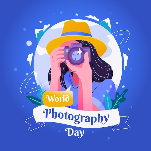 Giornata mondiale della fotografia donna con fotocamera