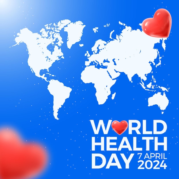 Giornata mondiale della salute Cuore e mappa si uniscono eco di salute portata globale e modello di vettore di unità