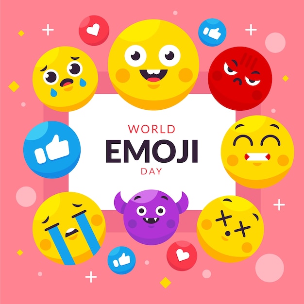 Giornata mondiale delle emoji piatta