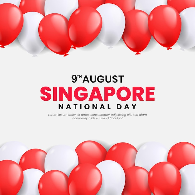 Giornata nazionale di Singapore 9 agosto sfondo con palloncini