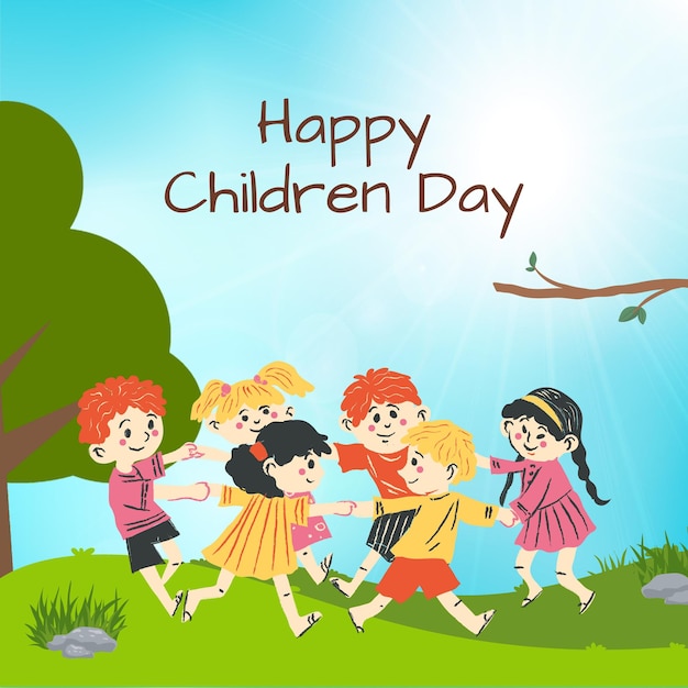 Giorno dei bambini colorati verde e blu