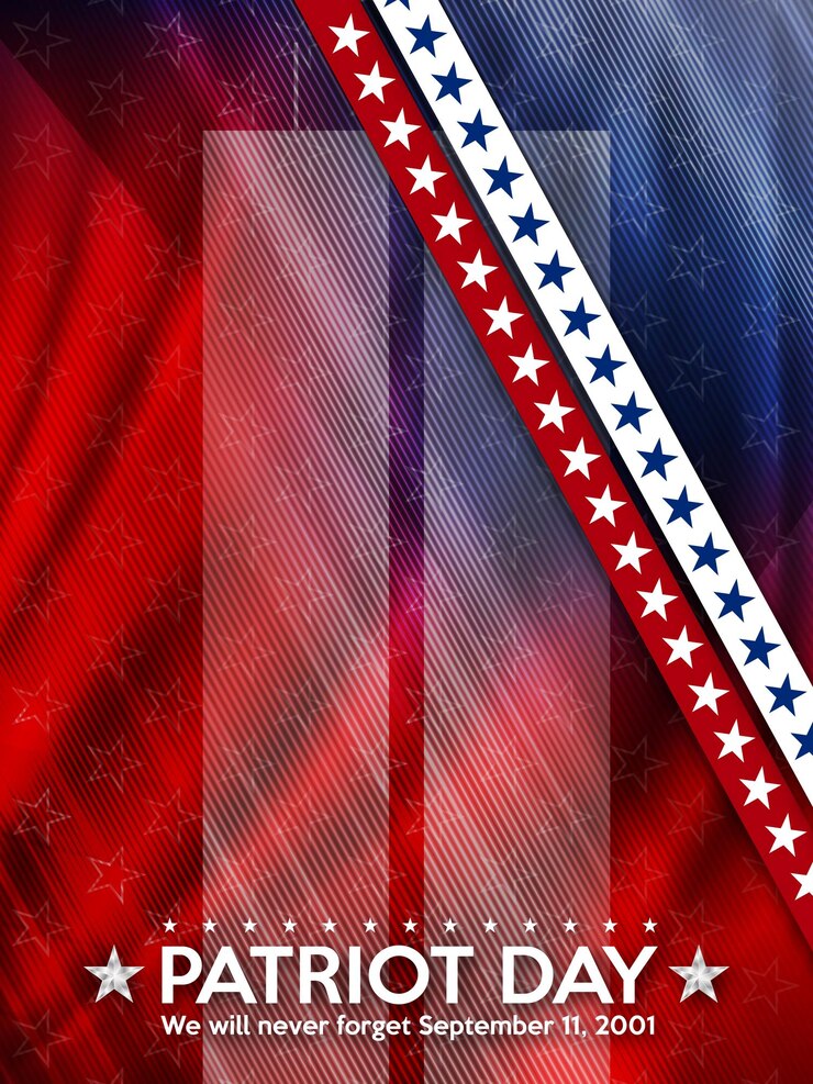 Vettore giorno dei patrioti 11 settembre non dimenticheremo mai new york city sfondo poster della bandiera degli stati uniti
