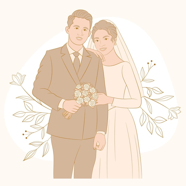 Giorno del matrimonio La sposa e lo sposo si tengono stretti l'un l'altro