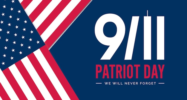 Giorno del Patriota Sfondio 11 settembre Bandiera degli Stati Uniti 911 Illustrazione concettuale vettoriale