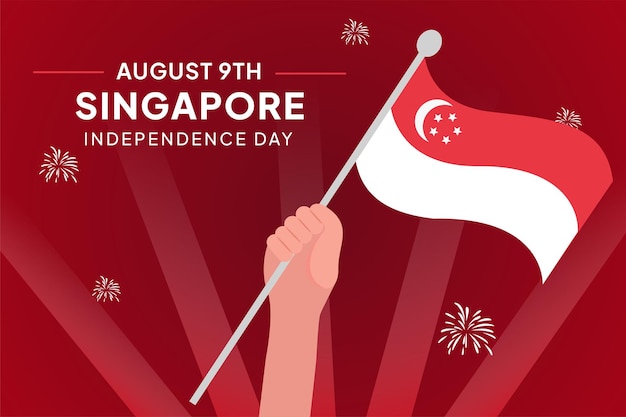 Giorno dell'indipendenza di Singapore Concept Illustrazione vettoriale piatta a colori isolata