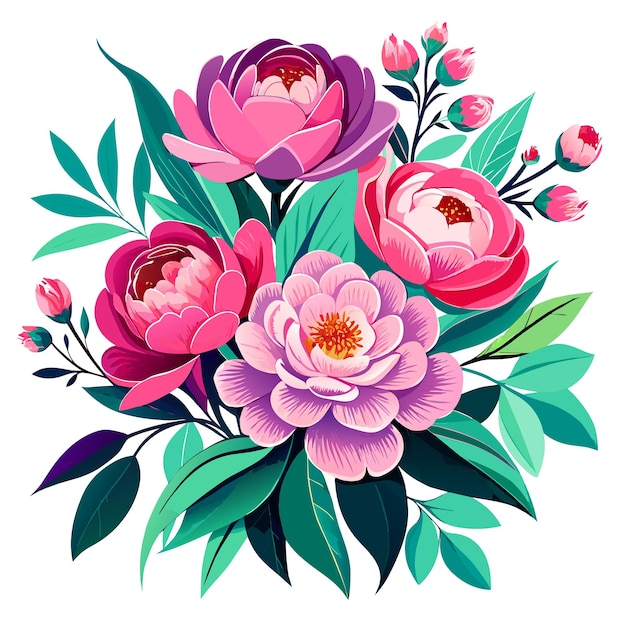 Giorno delle donne bouquet di peonie in stile glamour acquerello luccicante dorato illustrazione su sfondo bianco