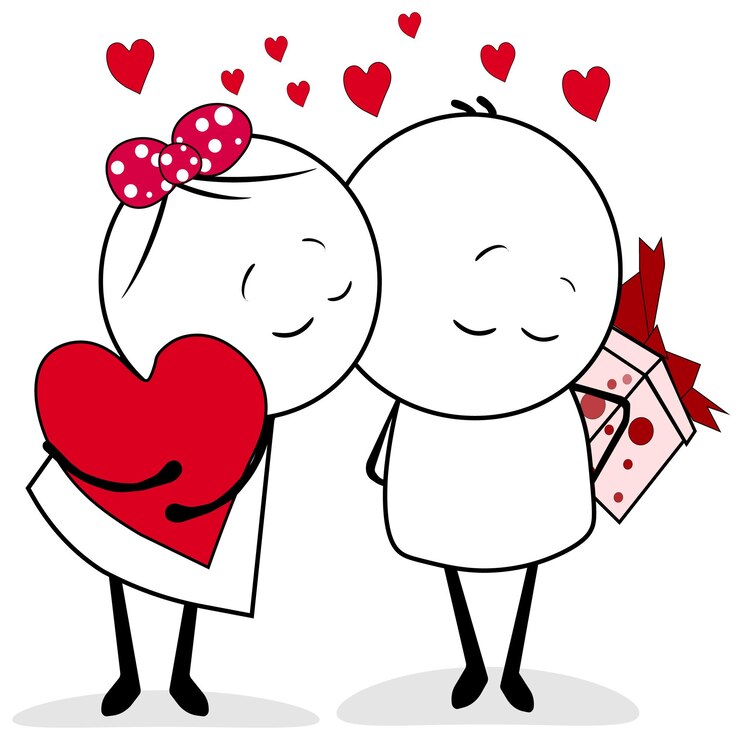 Vettore giorno di san valentino illustrazione vettoriale di san valentino caratteri carini. romantico, sposi.