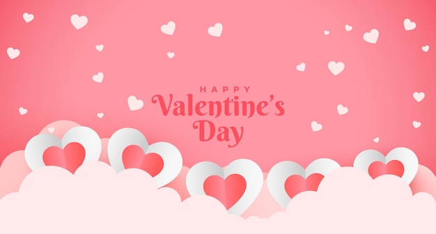 Giorno di San Valentino in stile carta con nuvole e disegno d'amore