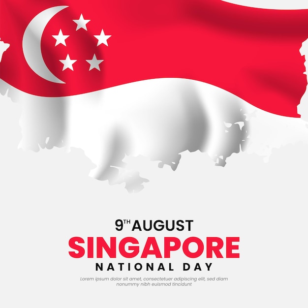 Giorno nazionale di Singapore 9 agosto modello di progettazione di banner di sfondo