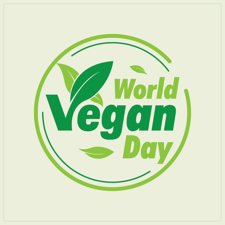 Vettore giorno vegano mondiale buono per il mondo globo con verdure e cibo celebrazione del giorno vegano design piatto