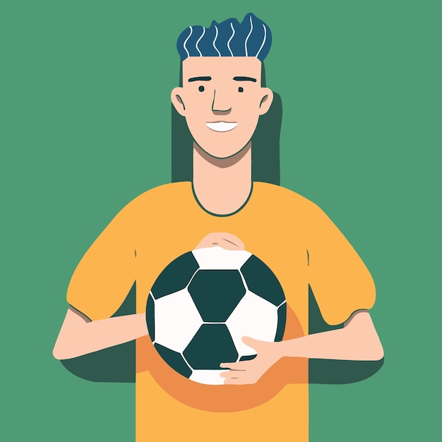Giovane brasiliano che tiene un pallone da calcio