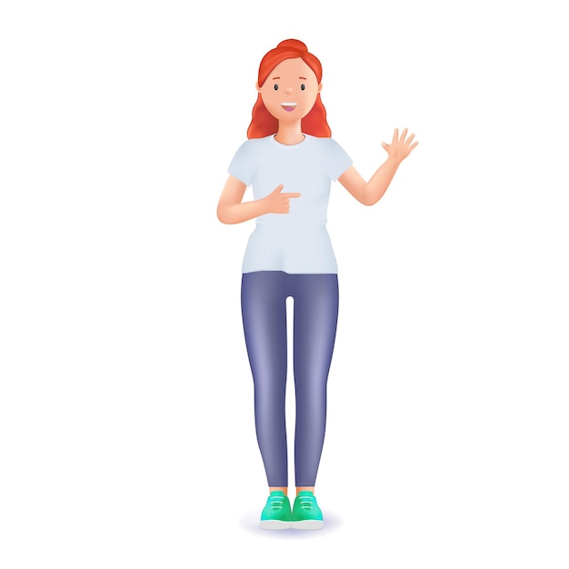 Giovane donna sorridente Mia avatar 3d vettore persone personaggio Cartoon stile minimal