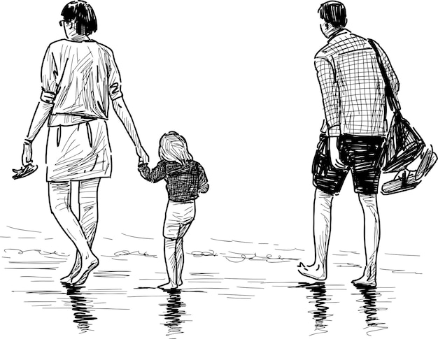 Giovane famiglia su una spiaggia