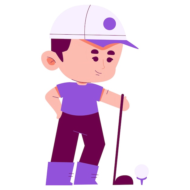 Giovane giocatore di golf con mazzo e palla