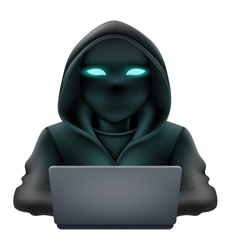 Vettore giovane programmatore hacker specialista in codifica it seduto a un portatile illustrazione vettoriale
