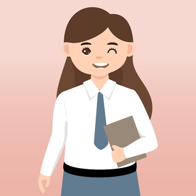 giovane ragazza che utilizza l'uniforme della scuola superiore all'illustrazione di vettore della scuola