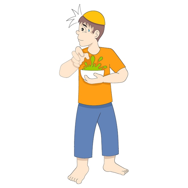 Giovane ragazzo che mangia cibo nascosto durante il digiuno diurno