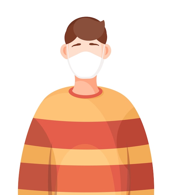 Giovane uomo che indossa maschera medica viso in piedi