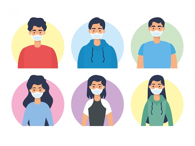 Giovani che usano i personaggi delle maschere per il viso