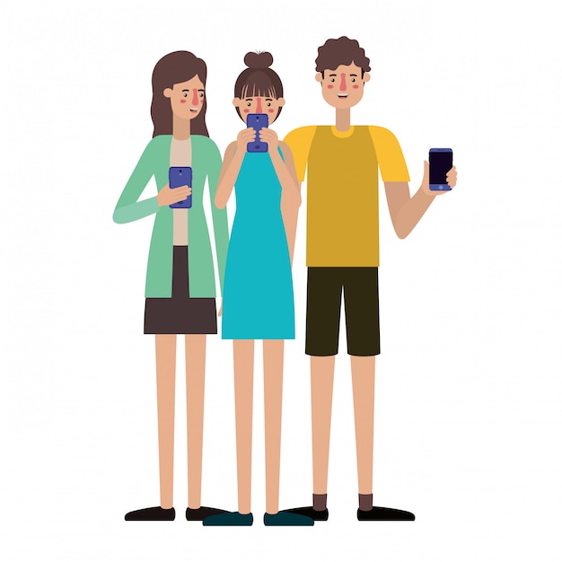 giovani con smartphone