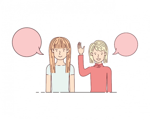 Giovani donne con carattere avatar bolla di discorso