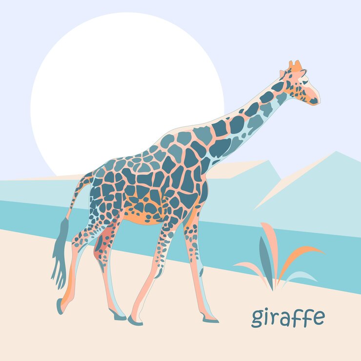 Vettore giraffa animale illustrazione colore
