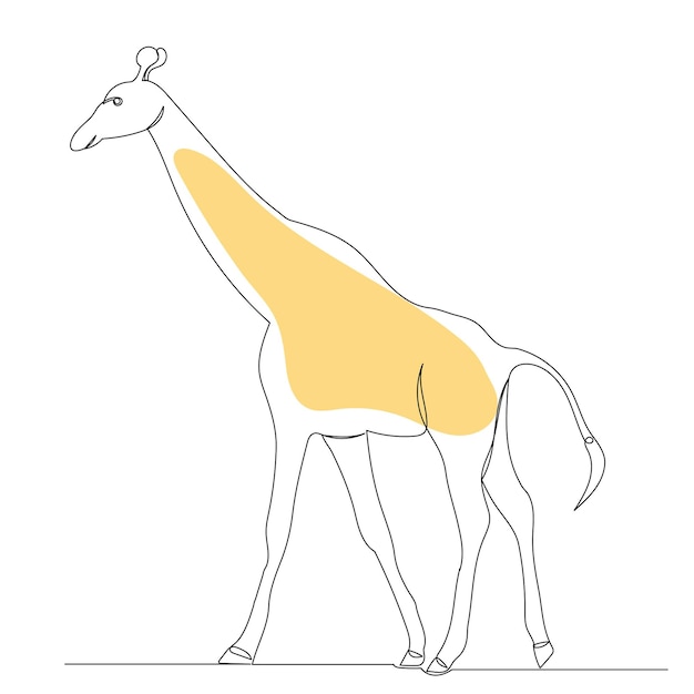 Giraffa che disegna in un vettore isolato a linea continua