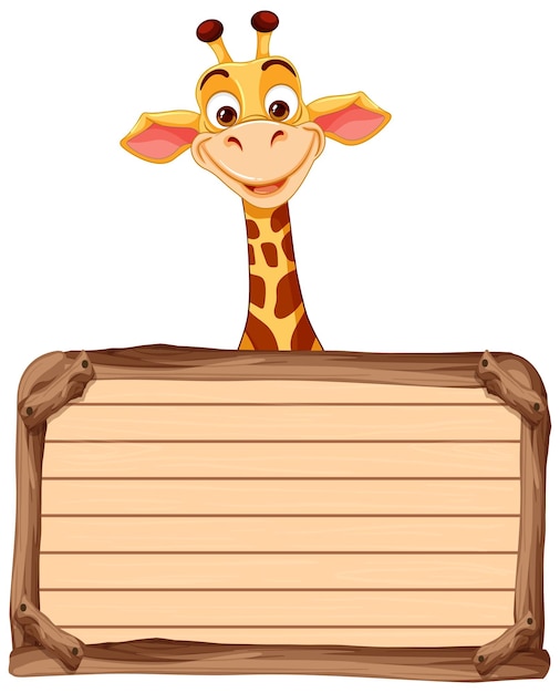 Giraffa con illustrazione di cartello di legno