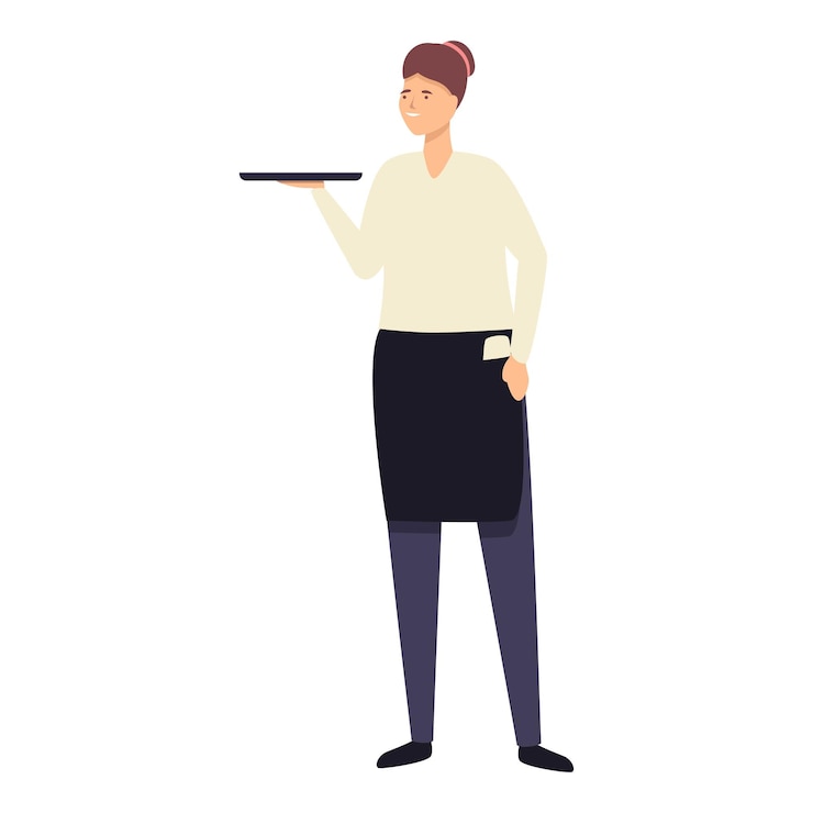 Vettore girl waiter job icon cartoon vector personaggio uniforme adolescente esperienza di squadra di lavoro