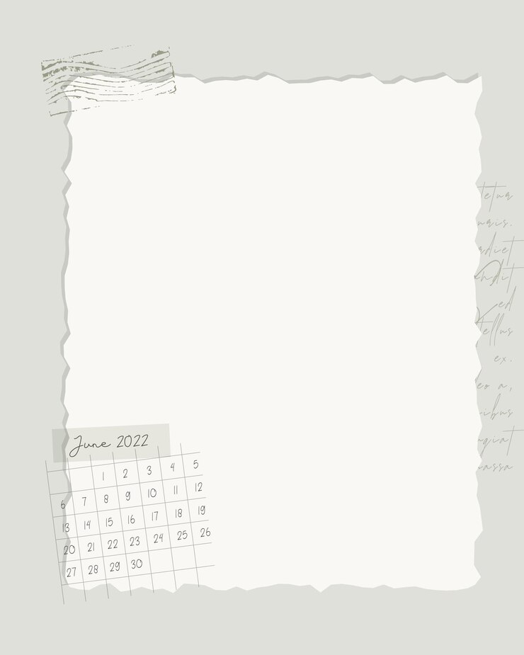 Vettore giugno 2022 calendario modello promemoria todo list scrapbooking note piani timbro stile vintage