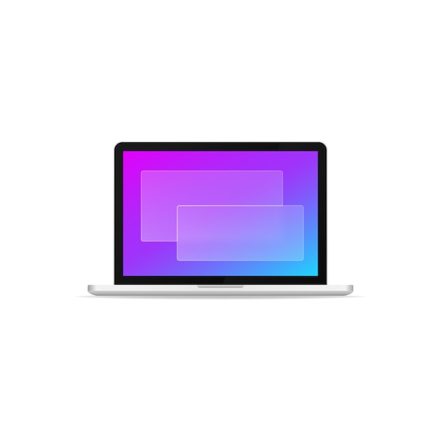 Glassmorphism UI Interfaccia utente futuristica in laptop Design template Vector graphic